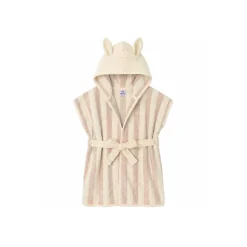 BB&Co                    Peignoir bambou et gaze de coton rayée    Ivoire/ Galet
