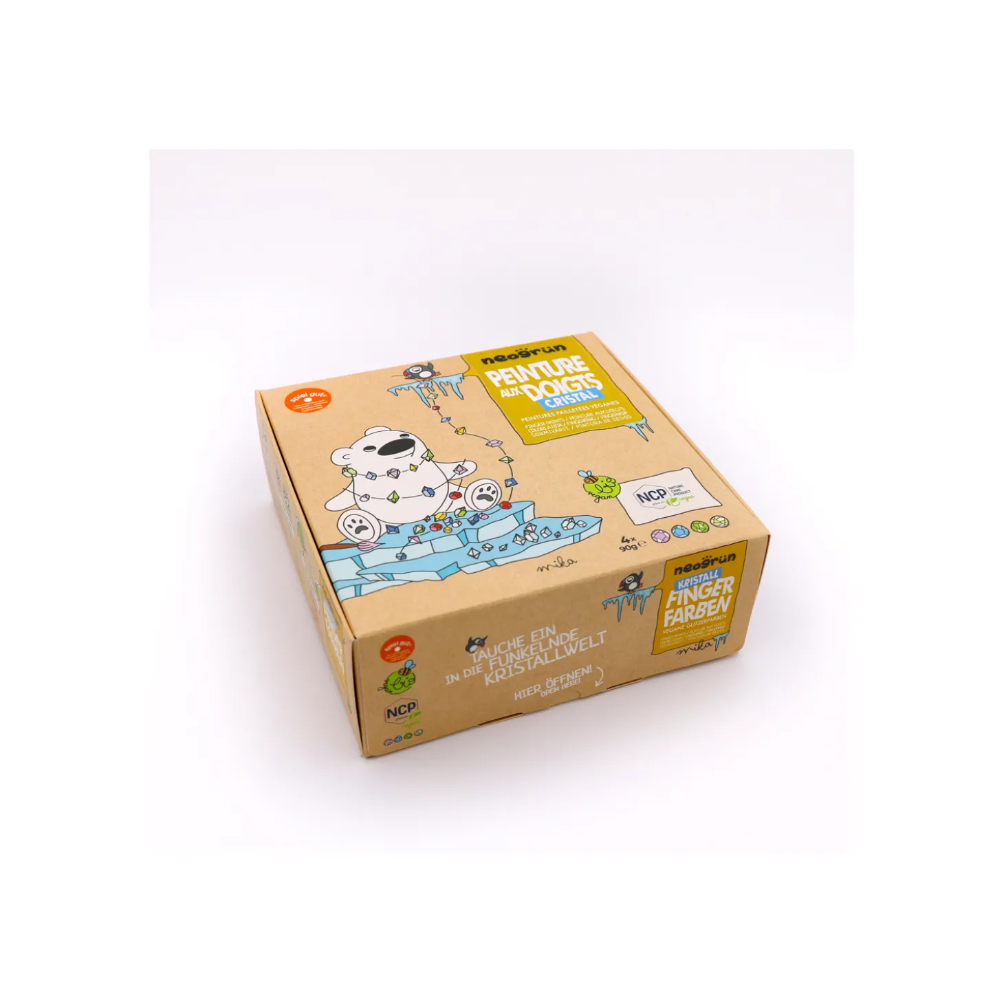 BB&Co 4 pots de peinture doigts Cristal coffret Mika