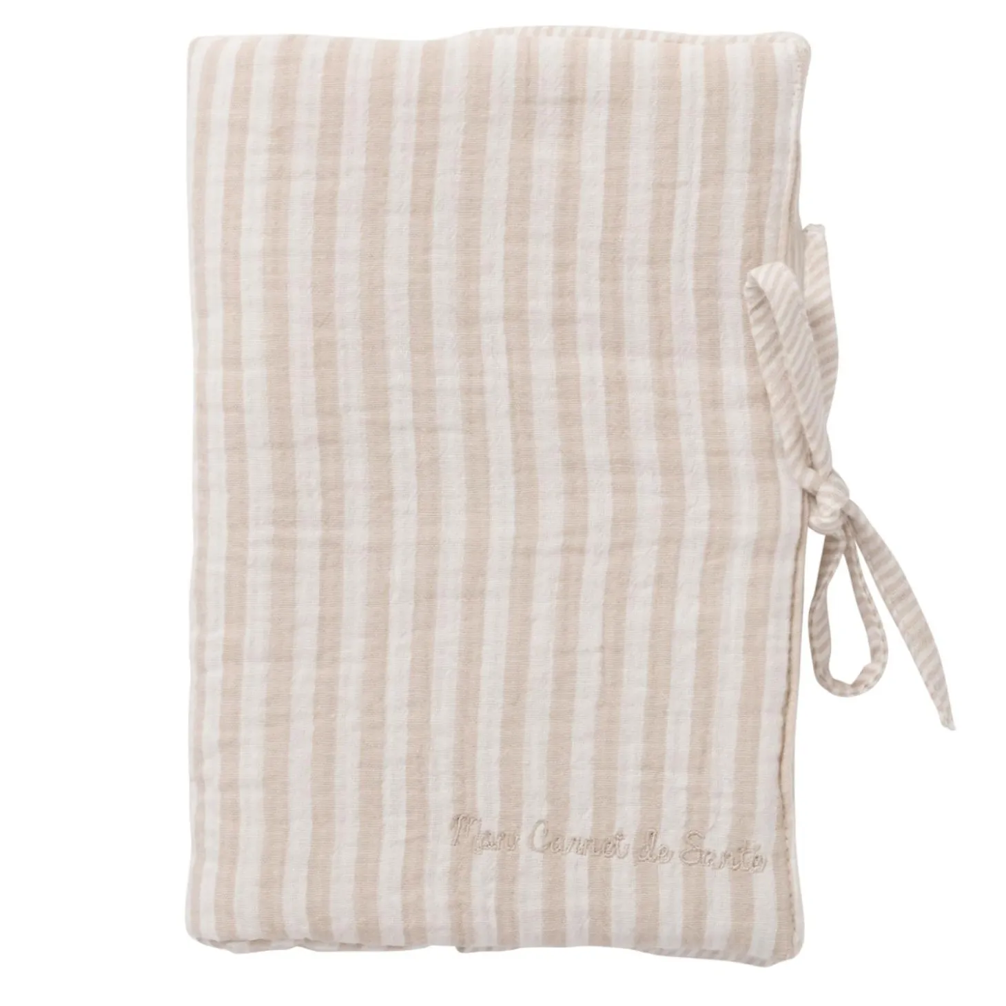 BB&Co Protège carnet de santé rayé Soft Stripes Écru/ Galet