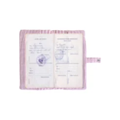 BB&Co Protège livret de famille rayé avec poche photo Vieux Rose