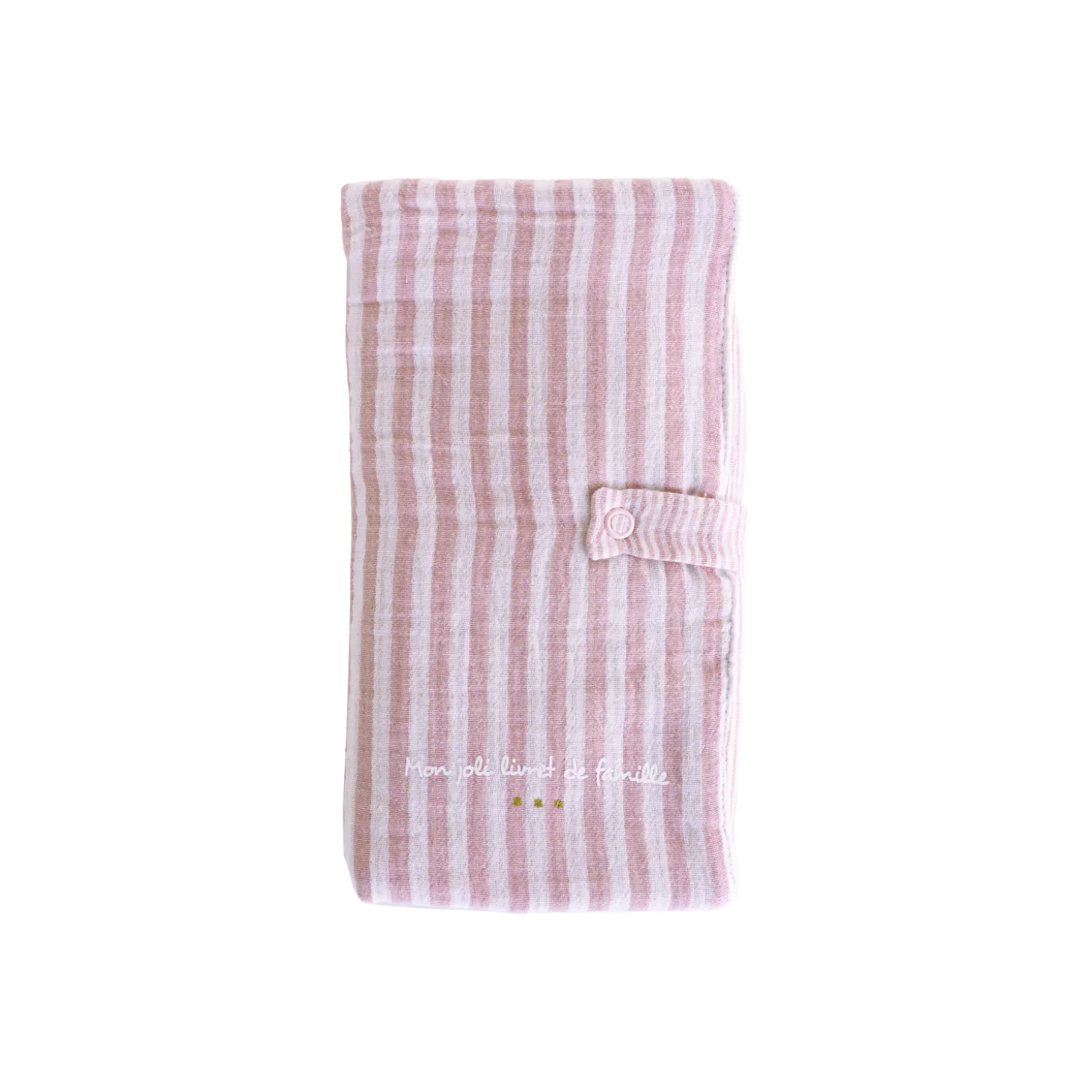 BB&Co Protège livret de famille rayé avec poche photo Vieux Rose