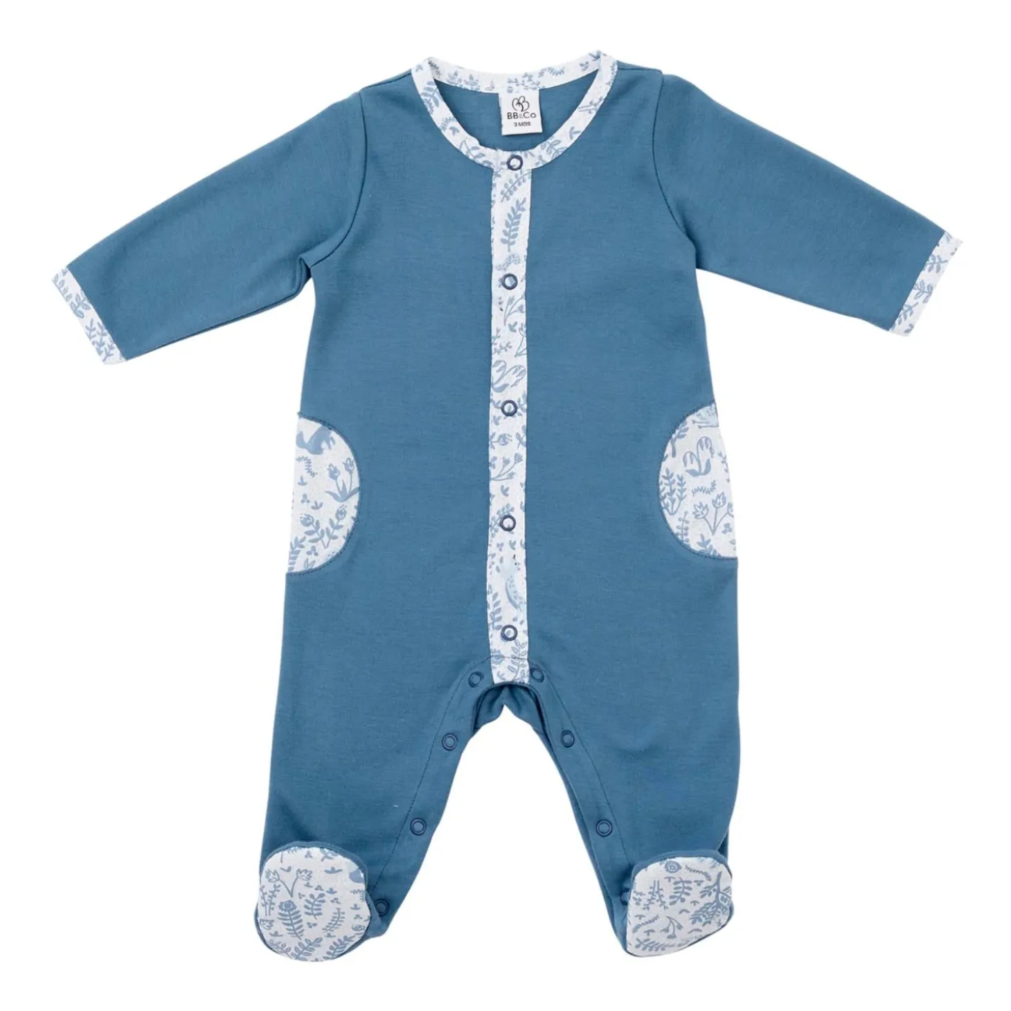 BB&Co Pyjama Dors-bien coton Forêt Enchantée Blanc/ Bleu 1 mois