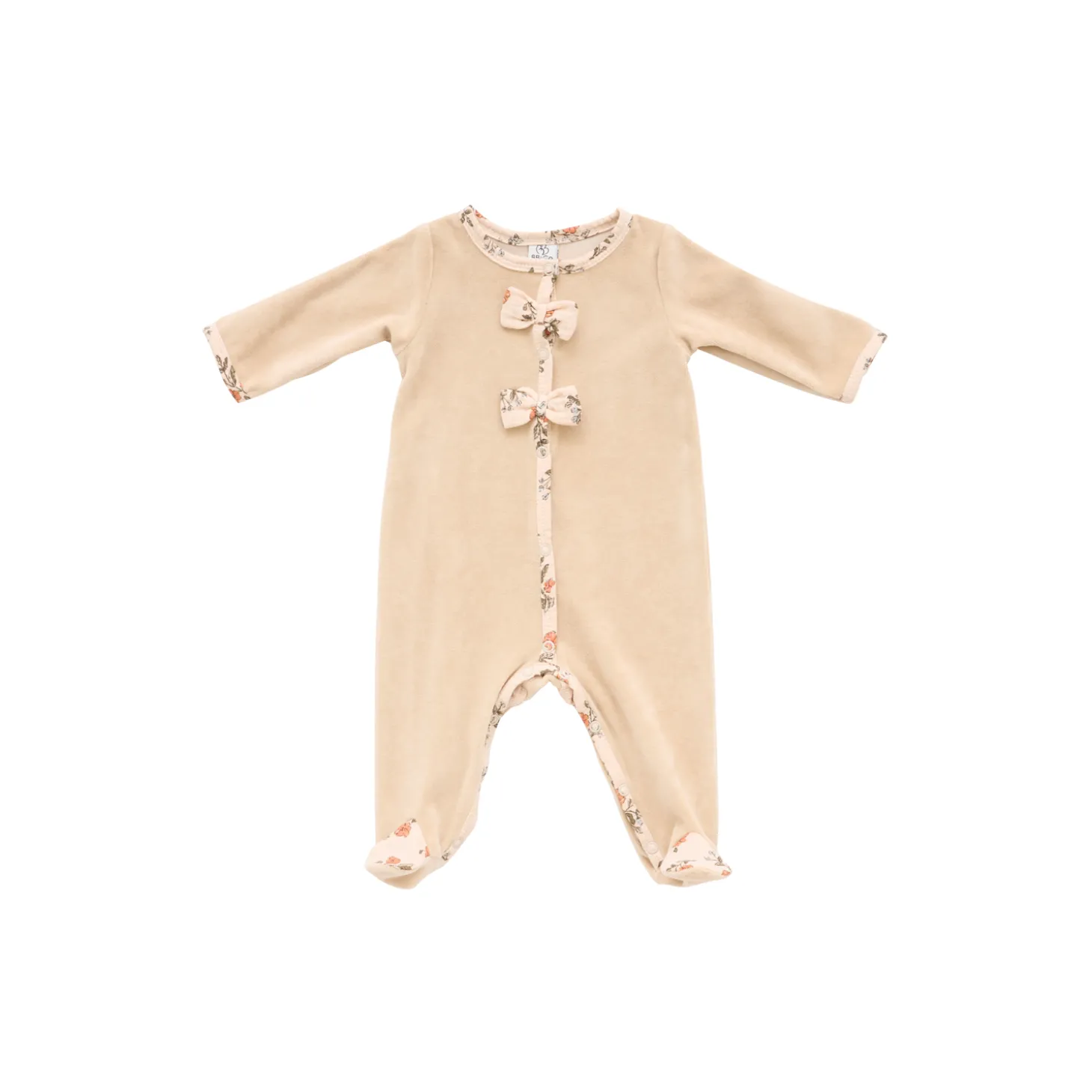 BB&Co Pyjama Dorsbien velours nœuds Secret cottage Fleurs/ Beige