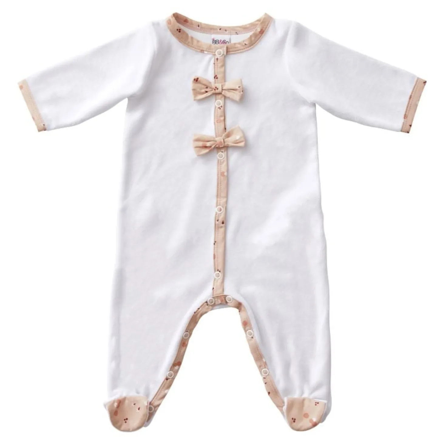 BB&Co Pyjama à nœuds en velours Dors-bien Blooming Day 1 mois
