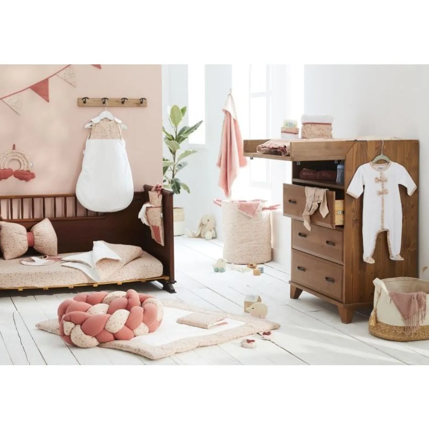BB&Co Pyjama à nœuds en velours Dors-bien Blooming Day 1 mois