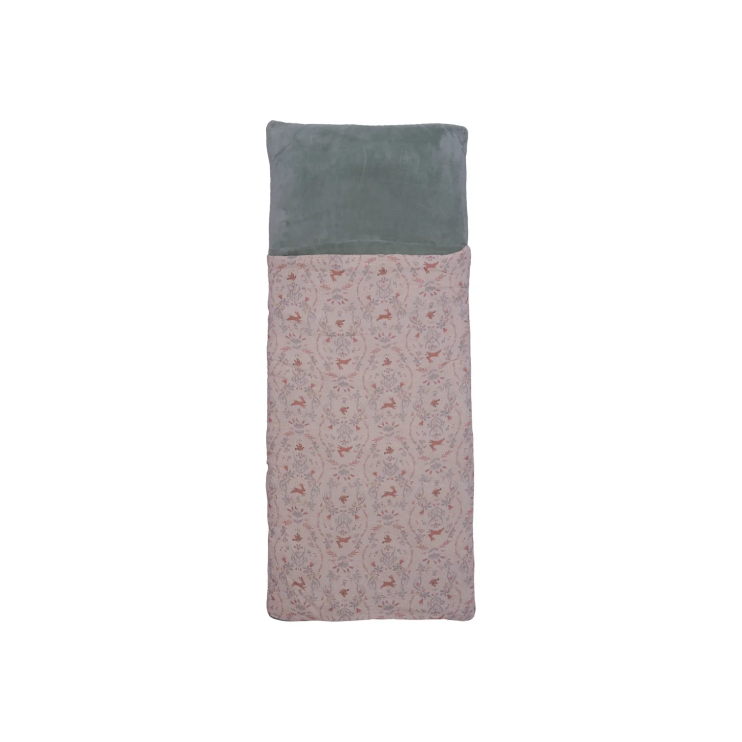 BB&Co Sac de couchage enfant pliable jardin enchanté Écru/ Vert De Gris 50 x 120 cm