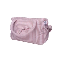 BB&Co                    Sac à langer en gaze de coton rayé    Vieux Rose
