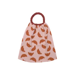 BB&Co                    Serviette élastiquée en double gaze croissants    Bisque/ Toffee
