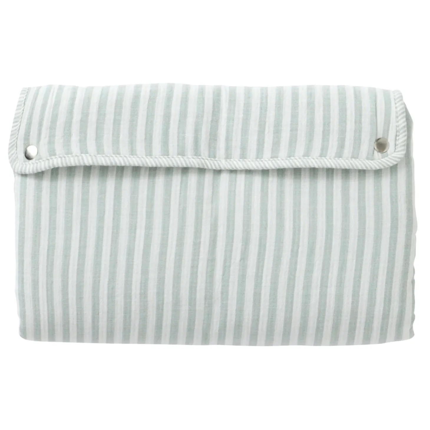 BB&Co Tapis à langer nomade gaze rayé Ecru/ Vert de Gris