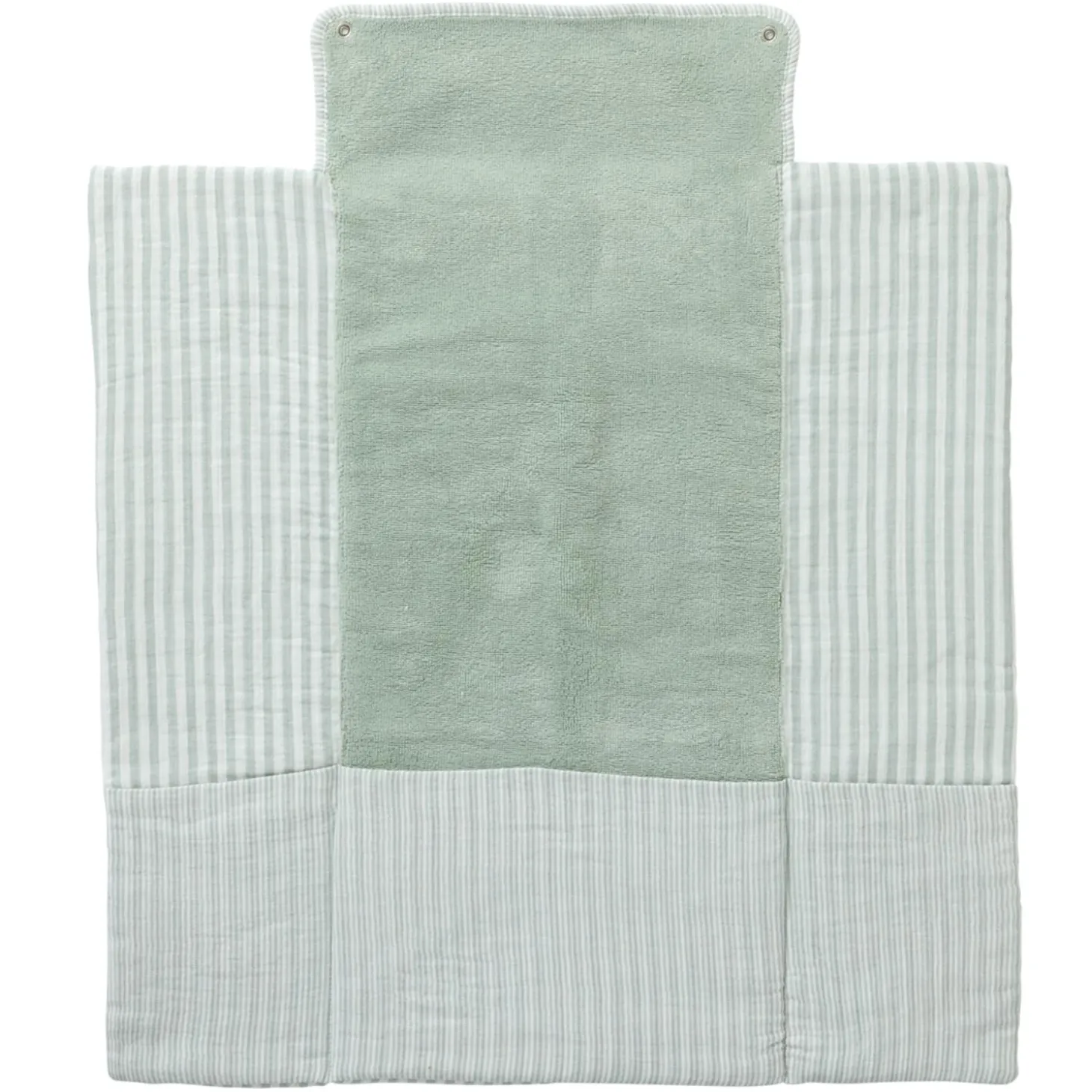 BB&Co Tapis à langer nomade gaze rayé Ecru/ Vert de Gris