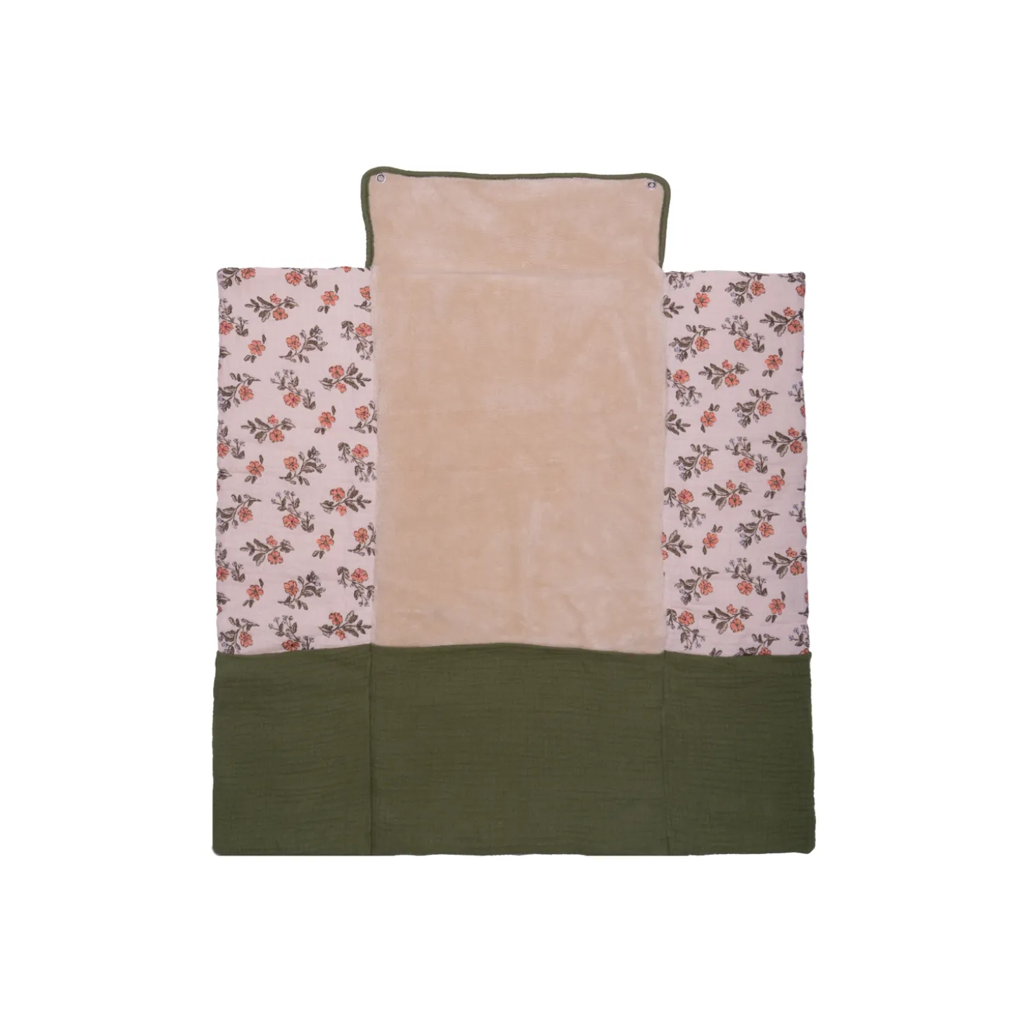 BB&Co Tapis à langer pliable avec poches gaze Fleurs/ Fougère