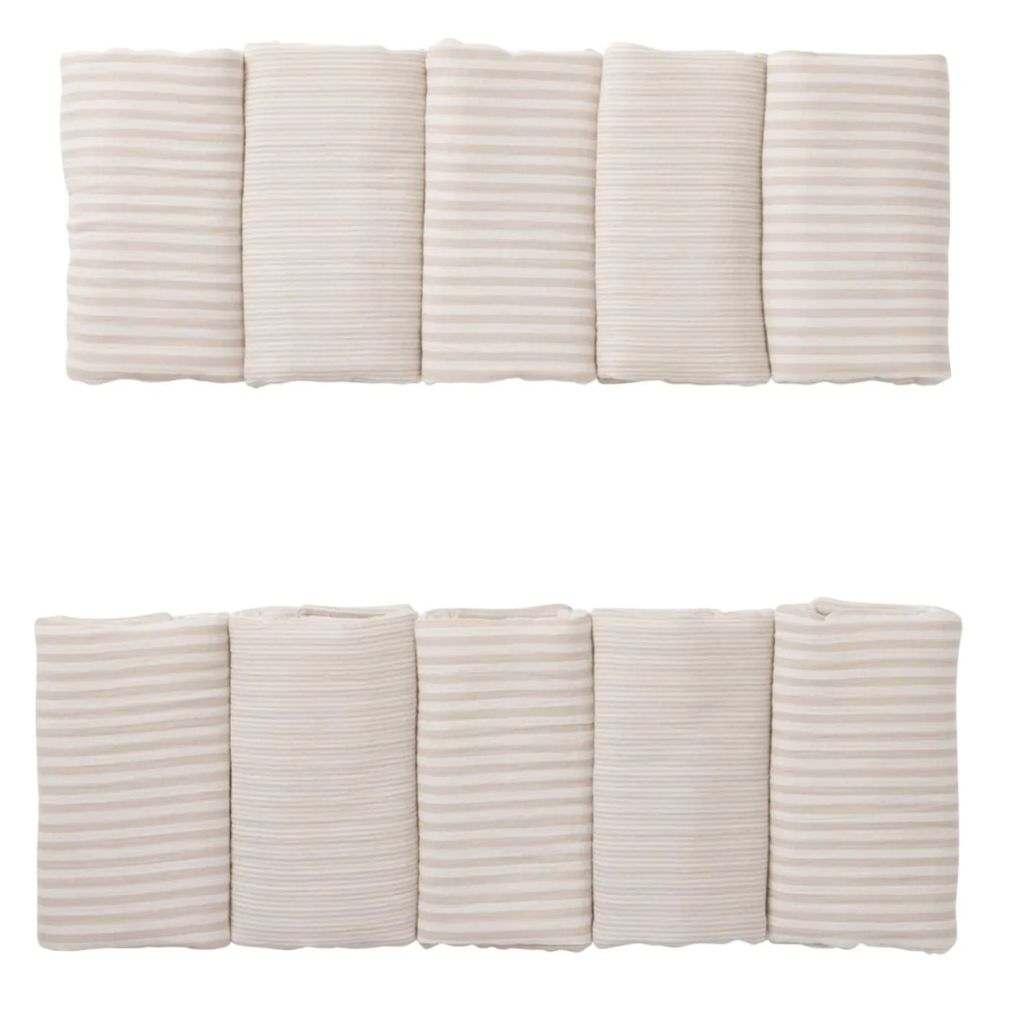 BB&Co Tour de lit modulable rayé Soft Stripes Ecru/ Galet