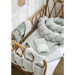 BB&Co Tresse décorative ouatinée rayé Soft Stripes Ecru/ Vert De Gris 200 cm