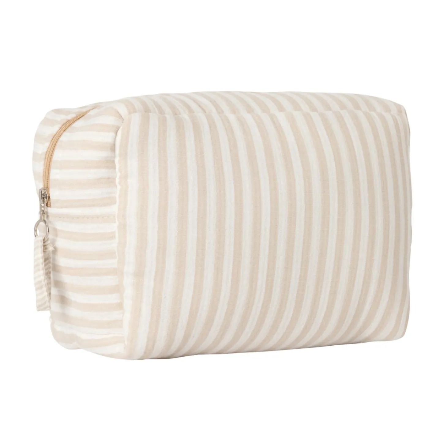 BB&Co Trousse de toilette en double gaze rayé Ecru/ Galet