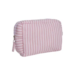 BB&Co                    Trousse de toilette gaze de coton rayé    Vieux Rose