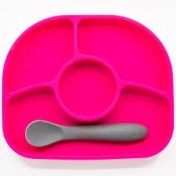 BBlüv Assiette et cuillère en silicone Rose