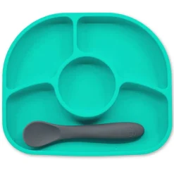 BBlüv                    Assiette et cuillère en silicone    Aqua
