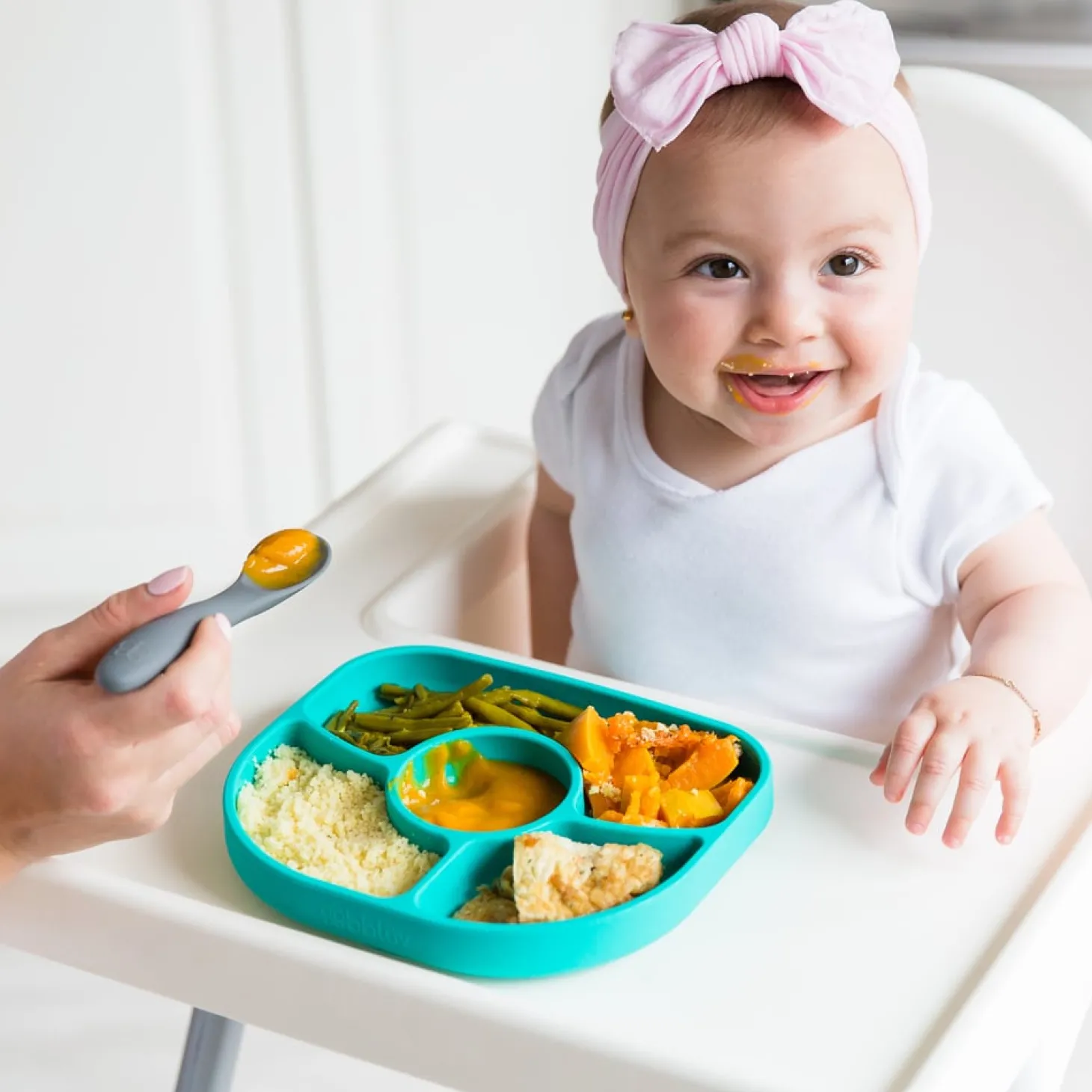 BBlüv Assiette et cuillère en silicone Aqua