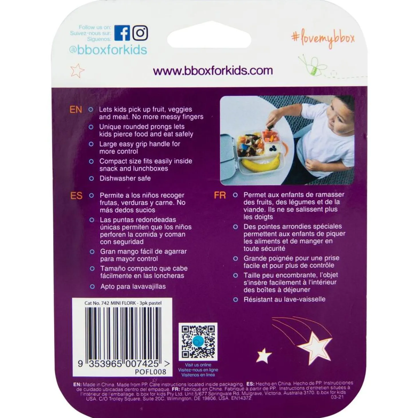 B.Box For Kids 3 mini fourchettes Pastelles