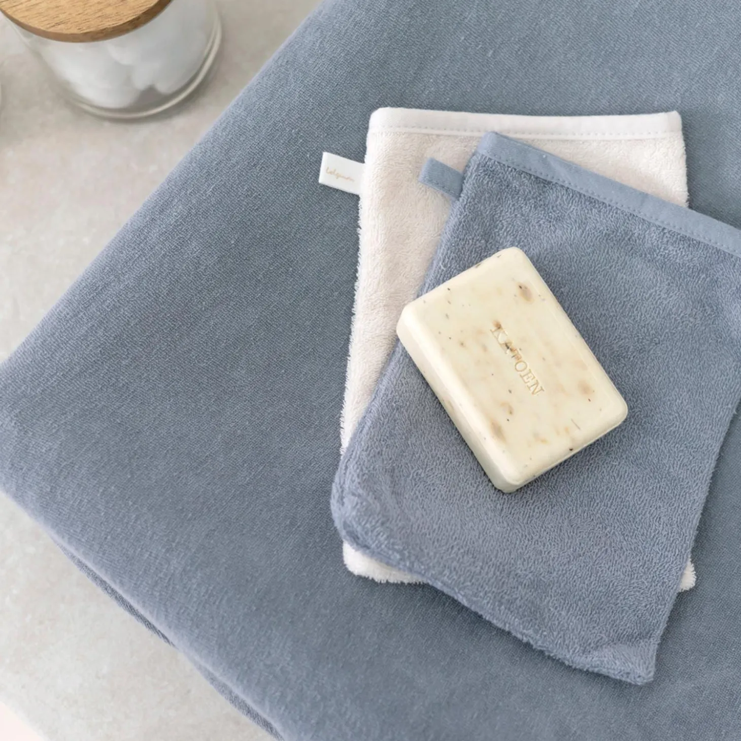 Bemini Housse de coussin Terry Bleu stone 50x75 cm