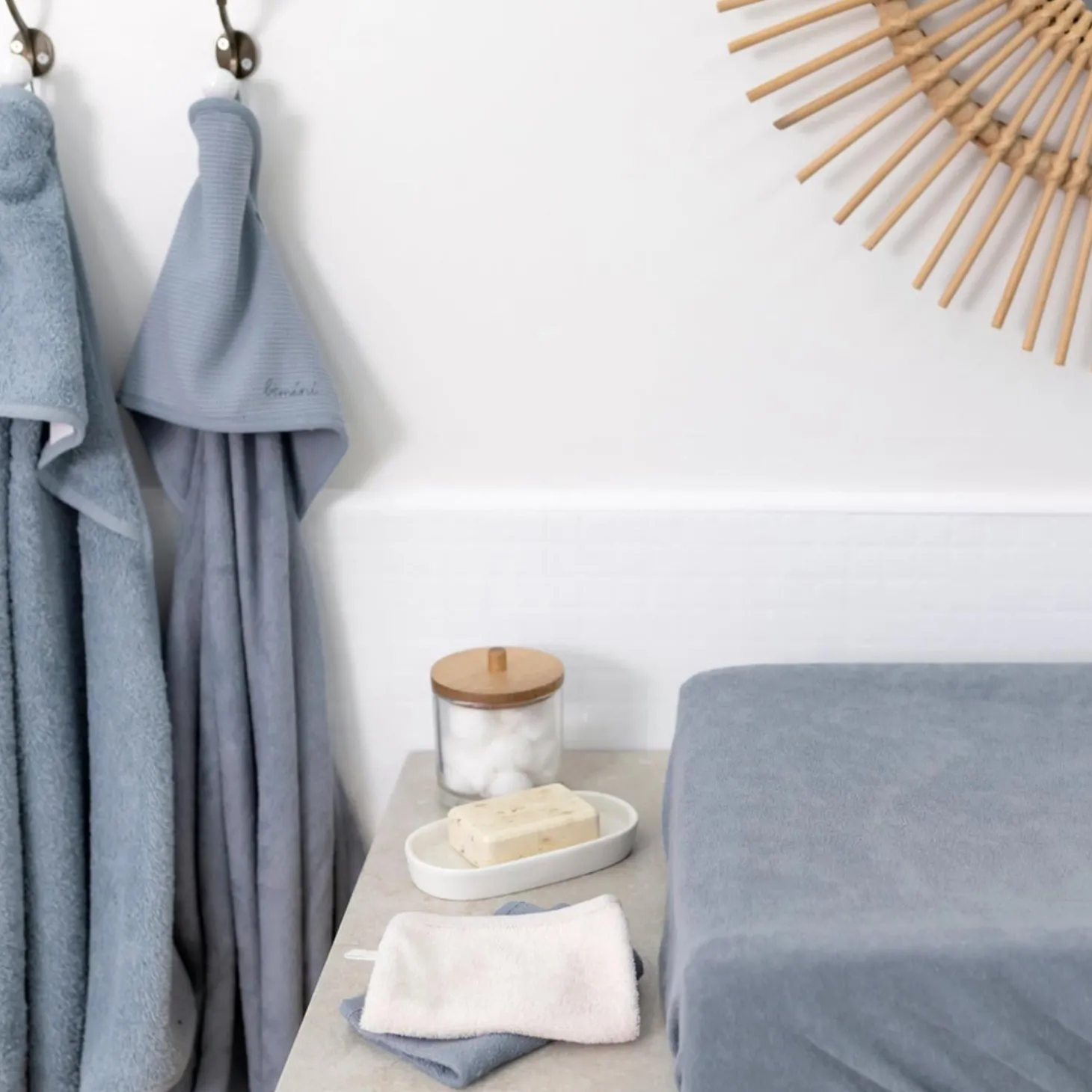 Bemini Housse de coussin Terry Bleu stone 50x75 cm