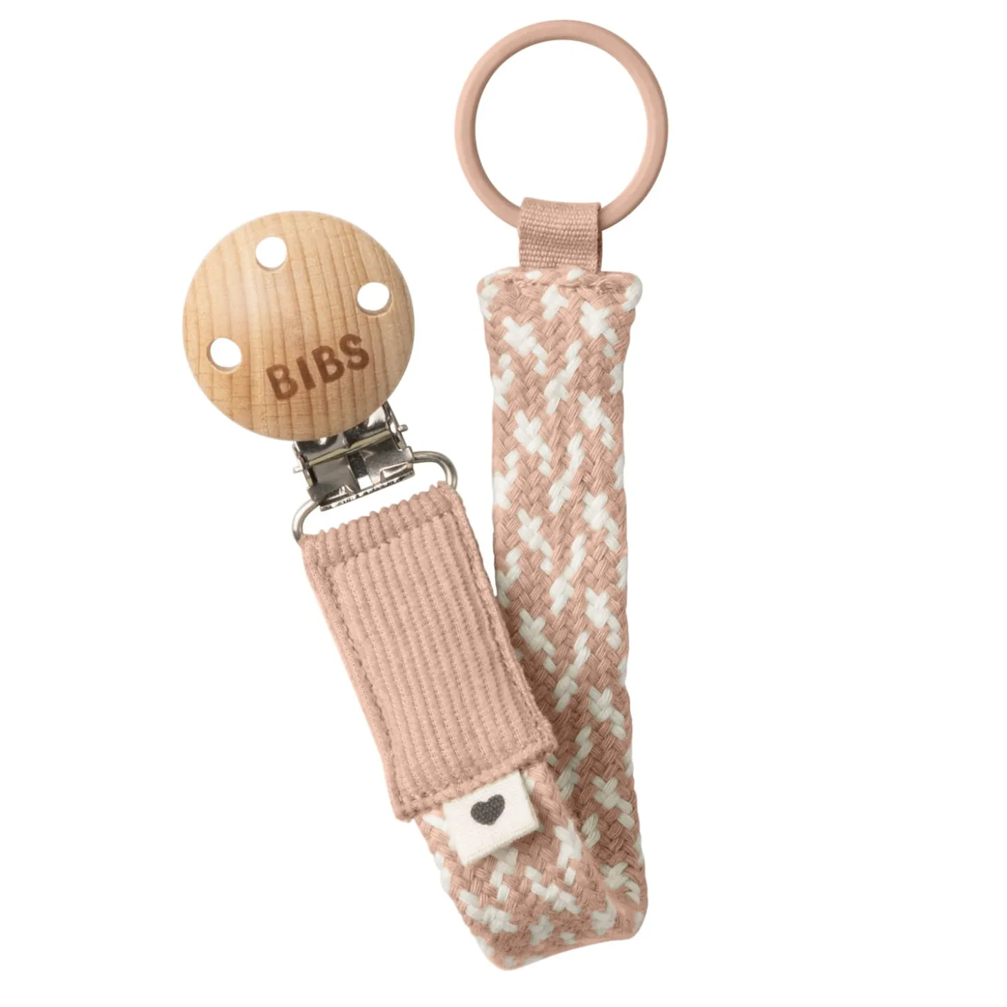 BIBS Attache Tétine Tressée Blush/Ivory