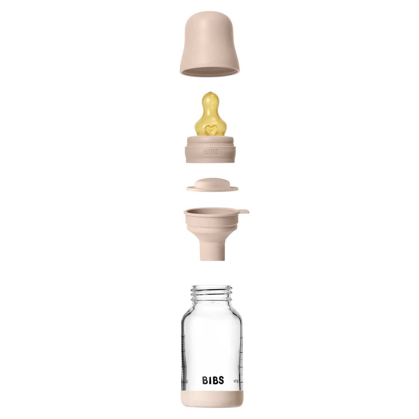 BIBS Biberon en verre Rond Caoutchouc naturel 1 Pack Blush 120 ml - Débit lent