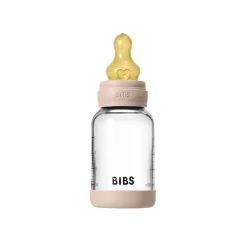 BIBS Biberon en verre Rond Caoutchouc naturel 1 Pack Blush 120 ml - Débit lent