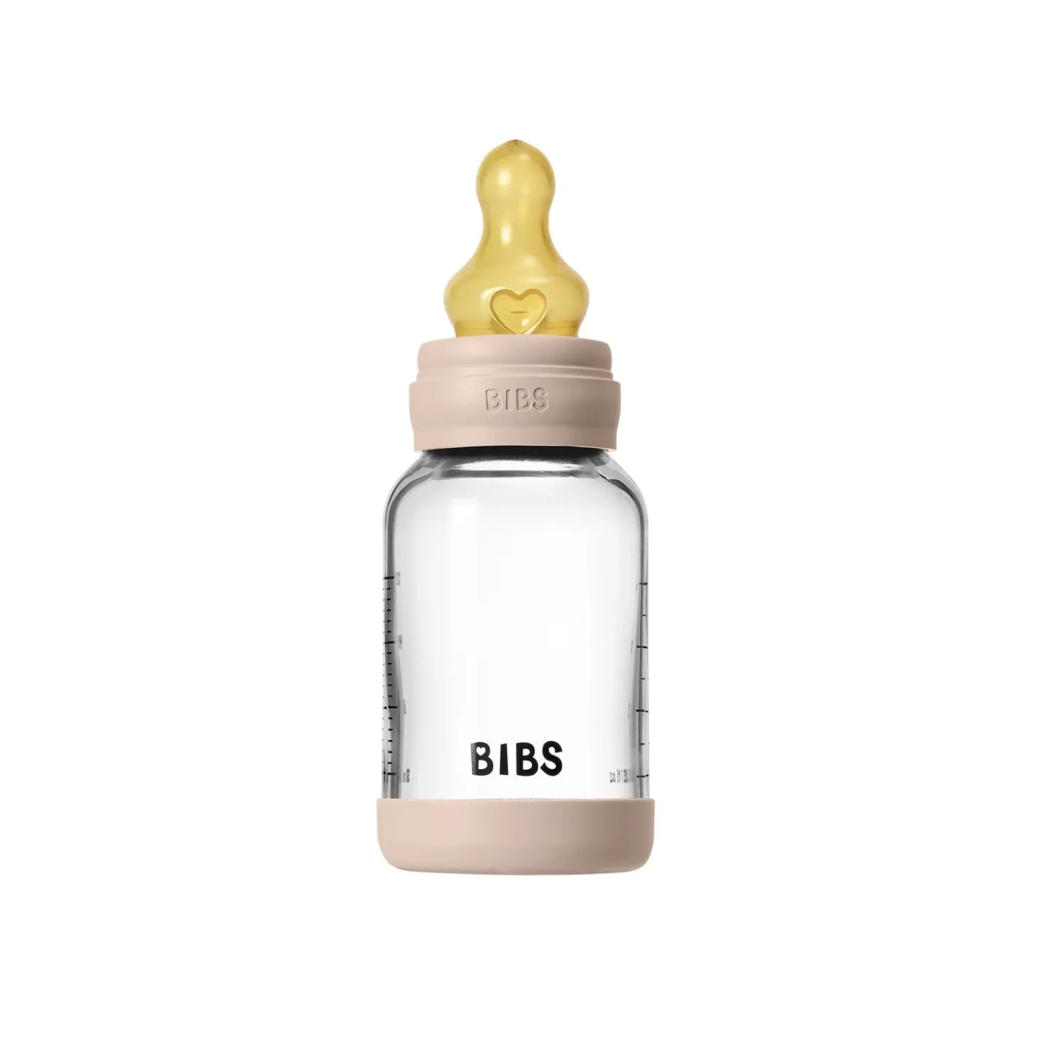BIBS Biberon en verre Rond Caoutchouc naturel 1 Pack Blush 120 ml - Débit lent