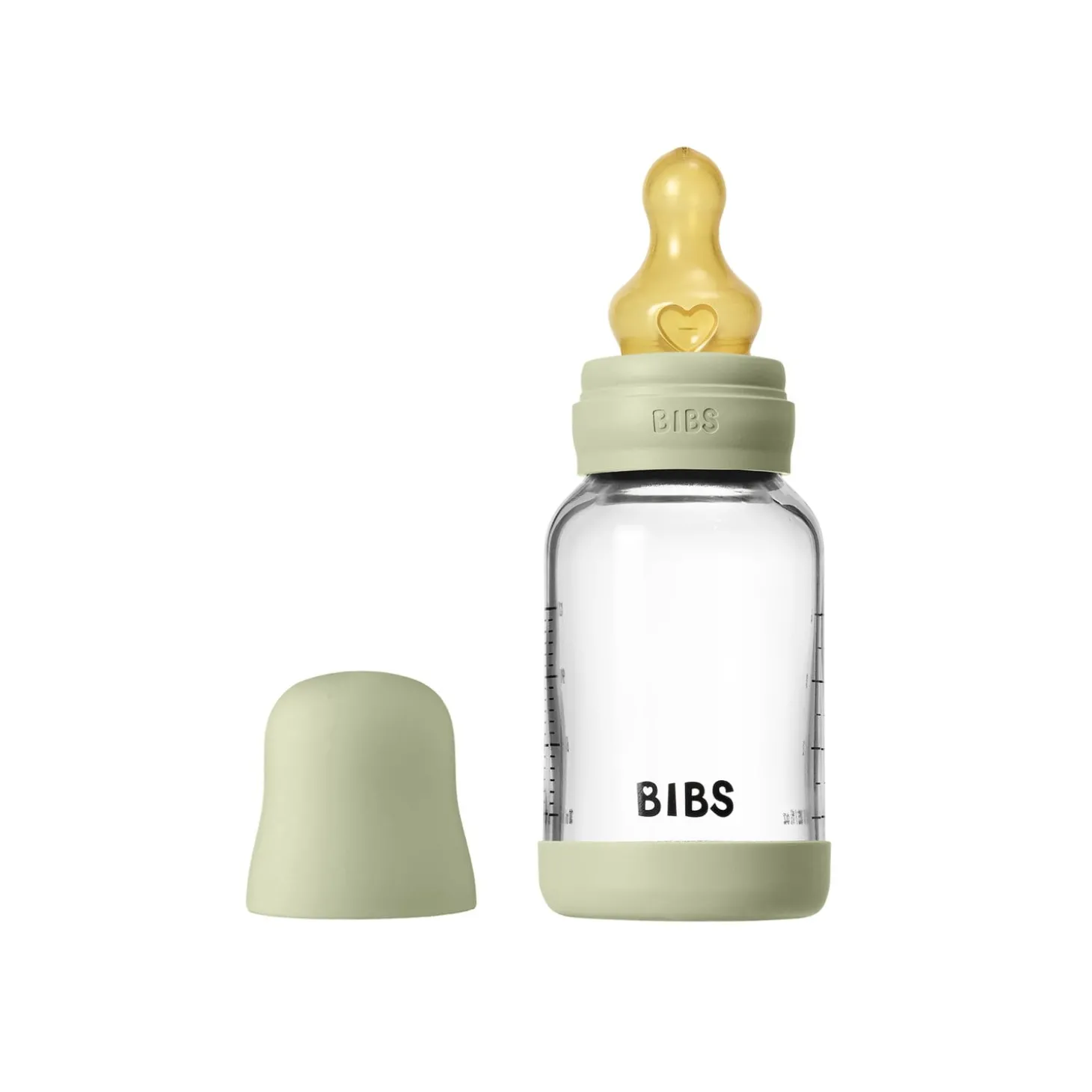 BIBS Biberon en verre Rond Caoutchouc naturel 1 Pack Sage 120 ml - Débit lent