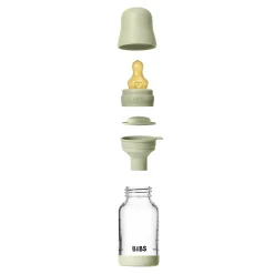 BIBS Biberon en verre Rond Caoutchouc naturel 1 Pack Sage 120 ml - Débit lent