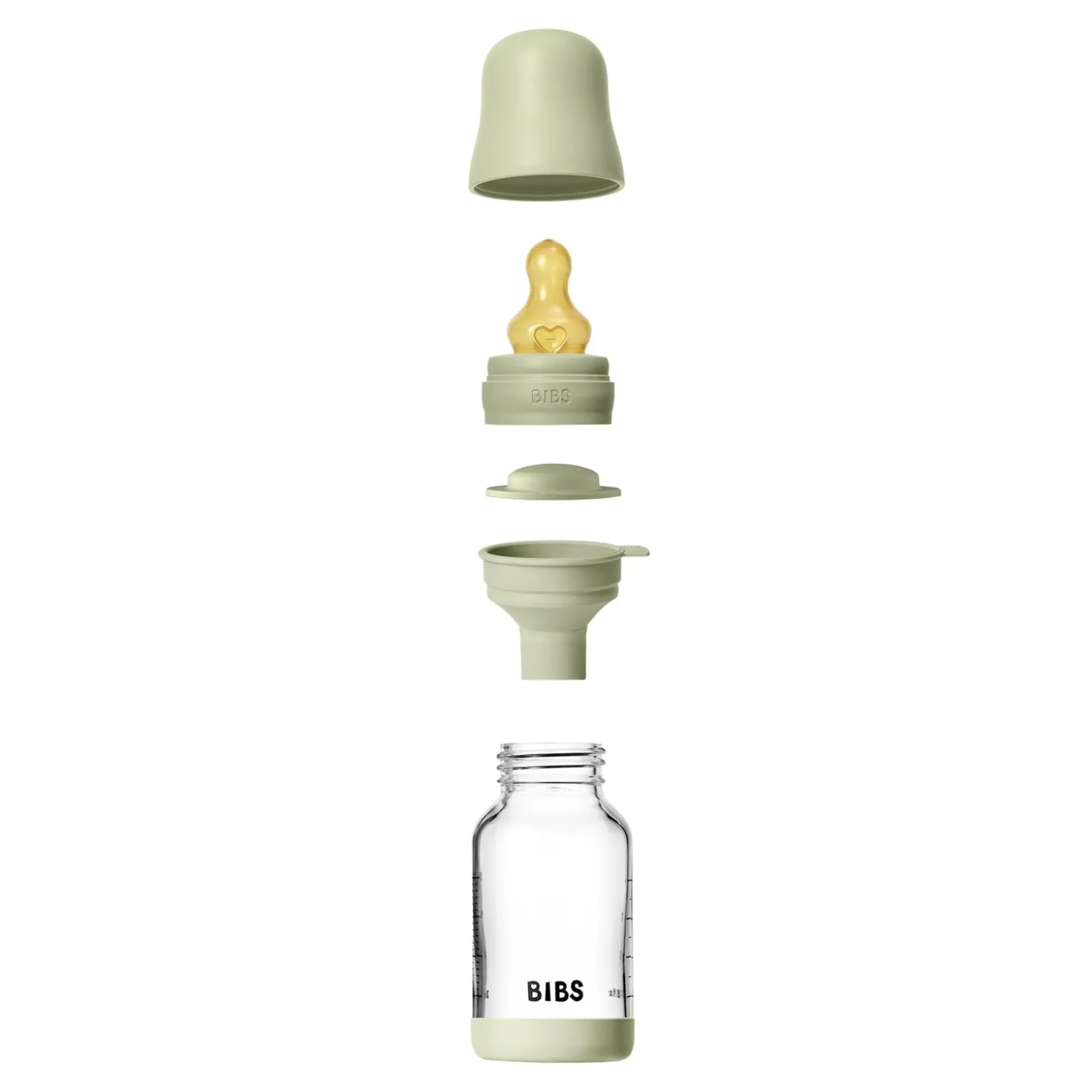BIBS Biberon en verre Rond Caoutchouc naturel 1 Pack Sage 120 ml - Débit lent