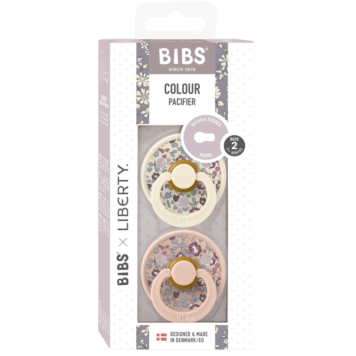 BIBS BIBS x Liberty Tétine Colour 2 Pack Caoutchouc naturel Lavender/Blush 6-18 mois