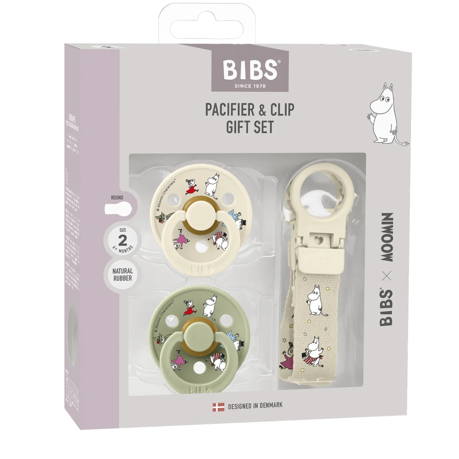 BIBS Bibs x Moomins Coffret Tétine + Attache Loop Ivory/Sage