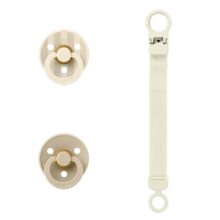 BIBS                    Coffret Cadeau Tétine et Attache Tétine Loop Caoutchouc Naturel    Ivory            T1