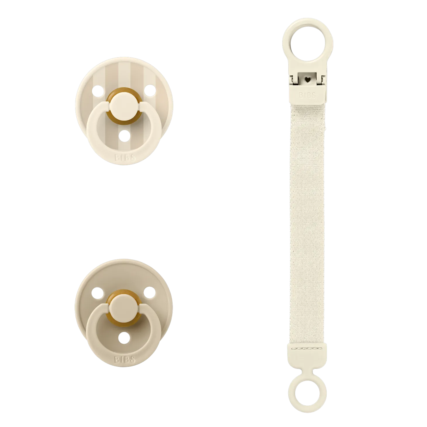 BIBS Coffret Cadeau Tétine et Attache Tétine Loop Caoutchouc Naturel Ivory T1