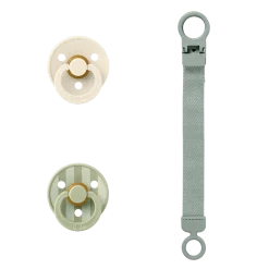 BIBS Coffret Cadeau Tétine et Attache Tétine Loop Caoutchouc Naturel Sage T1