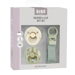 BIBS                    Coffret Cadeau Tétine et Attache Tétine Loop Caoutchouc Naturel    Sage            T1