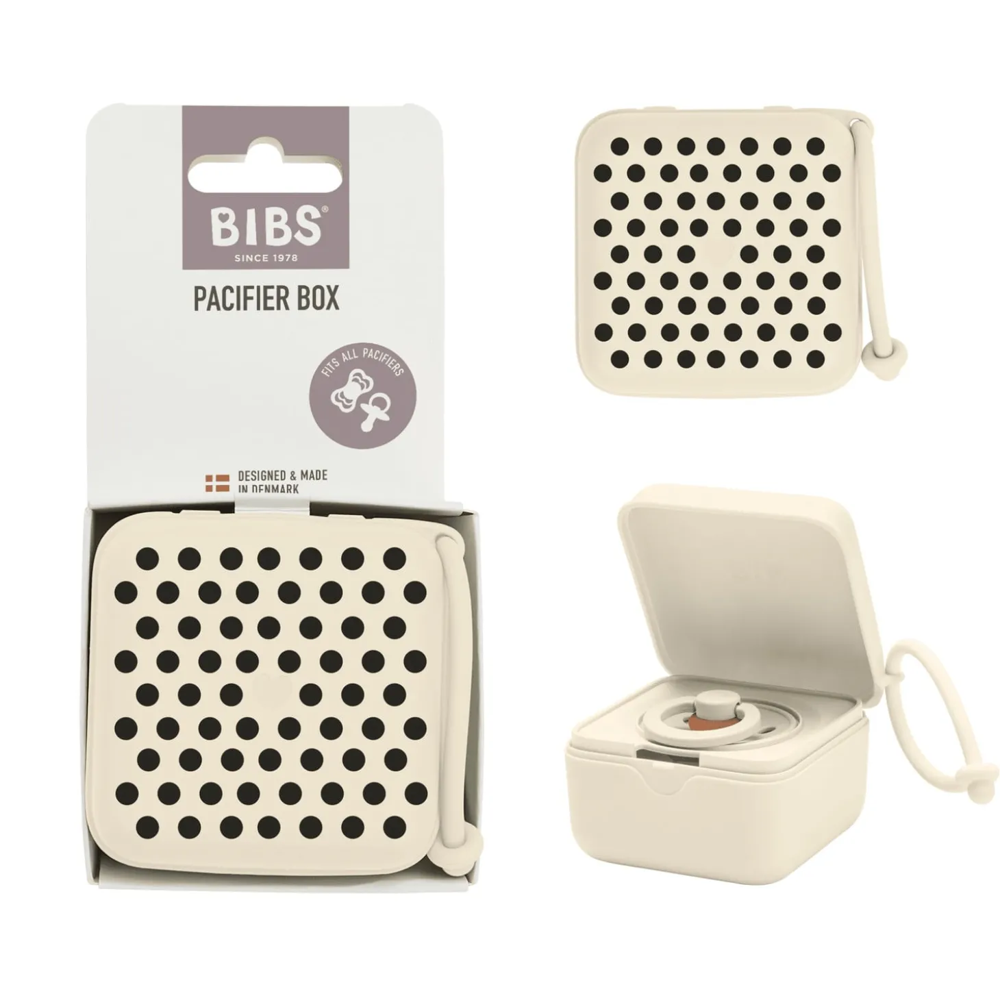 BIBS Studio Boite à Tétine Polka Ivory Black