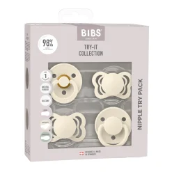 BIBS Tétines Coffret Découverte 4 Pack Ivory/Ivory 0-6 mois