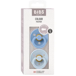 BIBS                    Tétines Colour 2 Pack Caoutchouc naturel    Sky Blue/Baby Blue