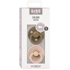 BIBS                    Tétines Colour 2 Pack Caoutchouc naturel    Dark Oak/Blush            0-6 mois