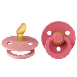 BIBS                    Tétines Colour 2 Pack Caoutchouc naturel    Dusty Pink/Coral