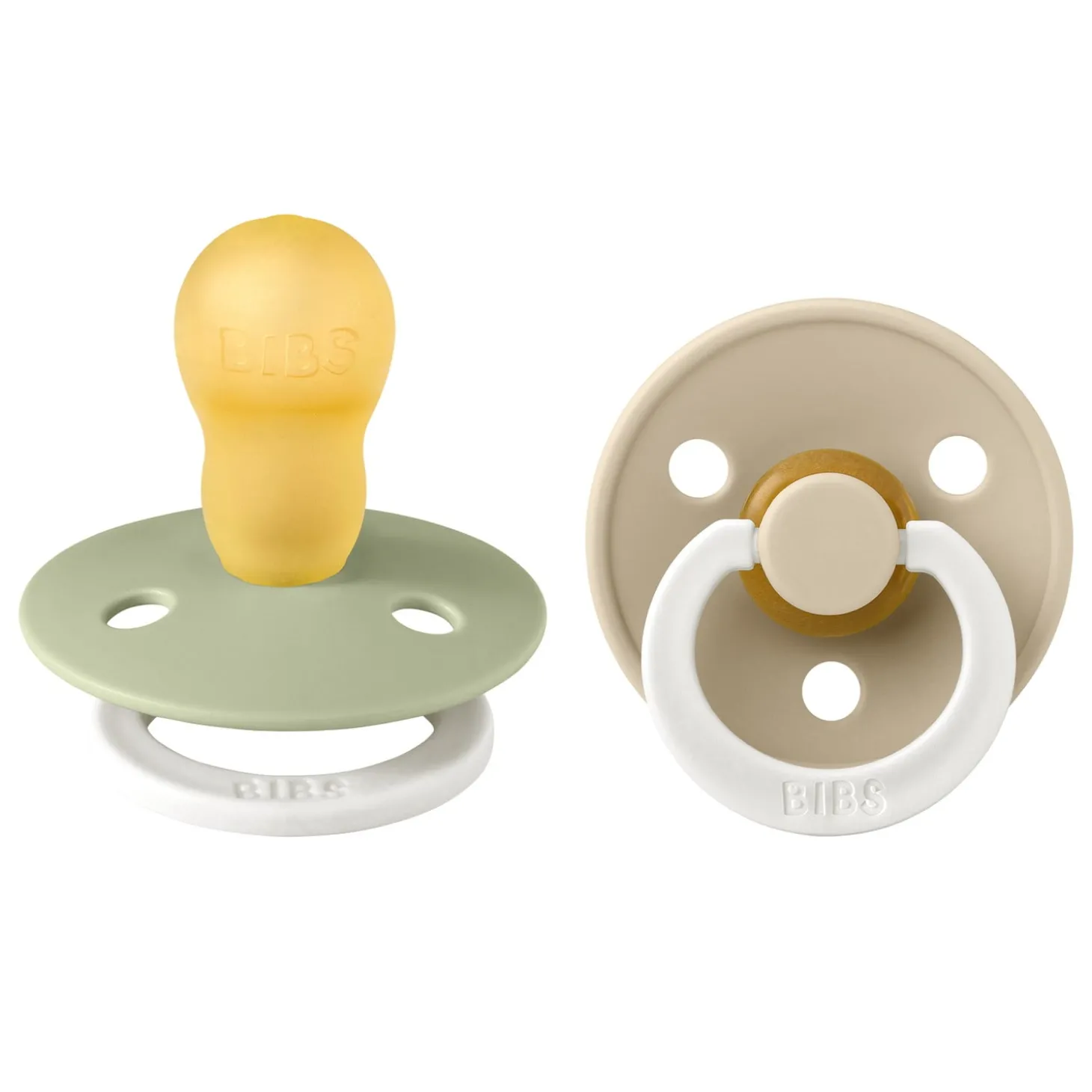 BIBS Tétines Colour 2 Pack Caoutchouc naturel Sage Glow/Vanilla Glow 18 mois+