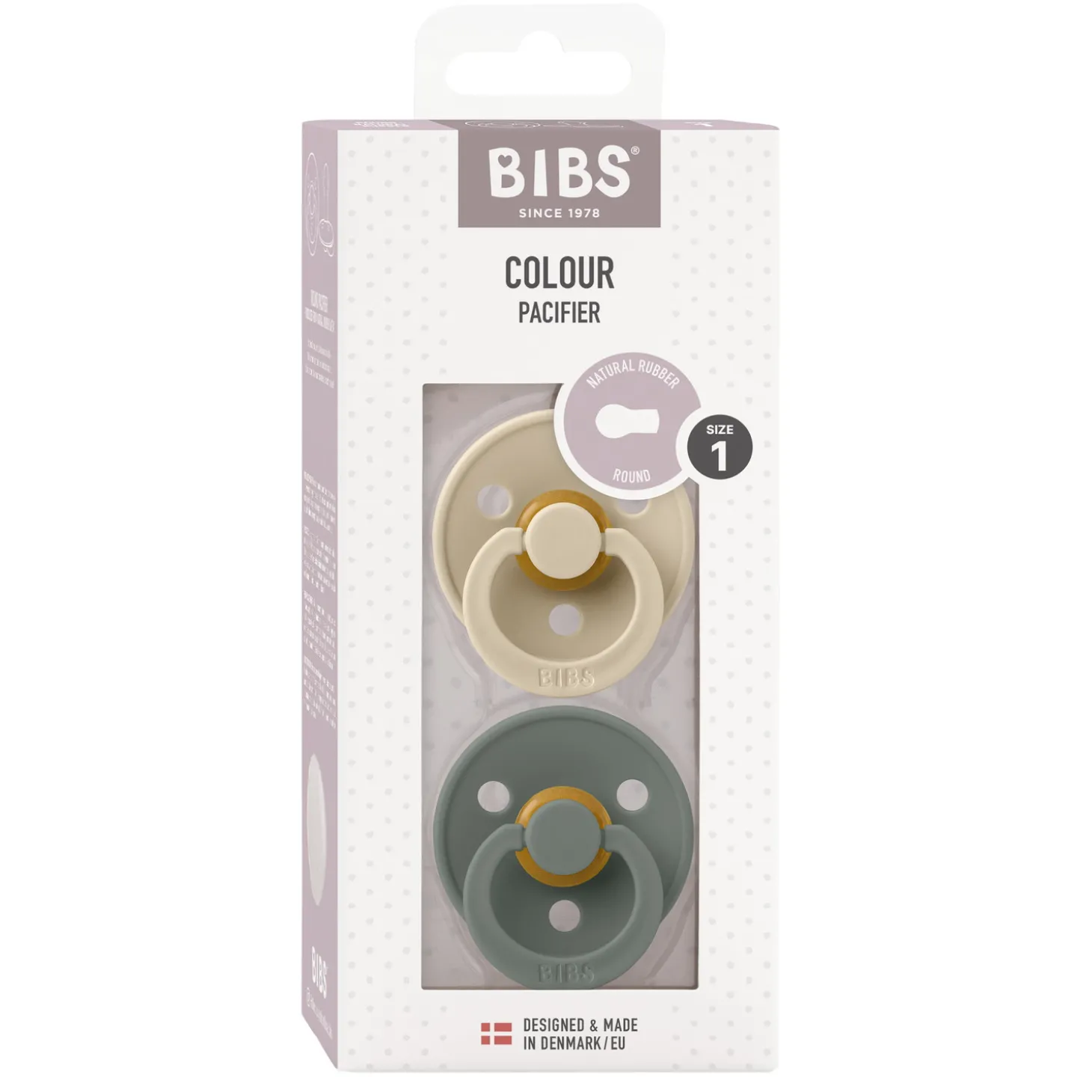 BIBS Tétines Colour 2 Pack Caoutchouc naturel Vanilla/Pine