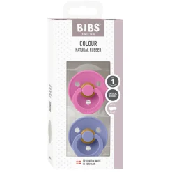 BIBS                    Tétines Colour 2 Pack Caoutchouc naturel    Bubblegum/Peri            0-6 mois