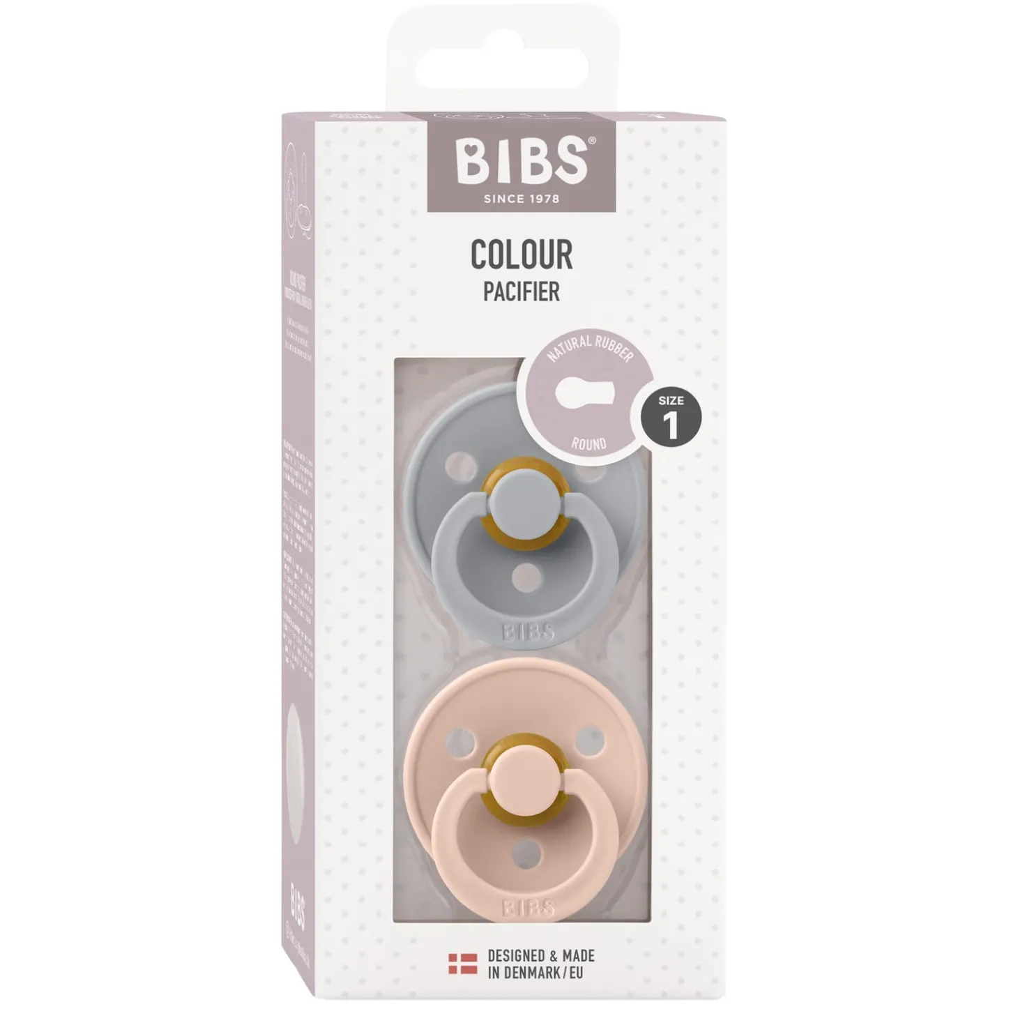 BIBS Tétines Colour 2 Pack Caoutchouc naturel Cloud/Blush 0-6 mois