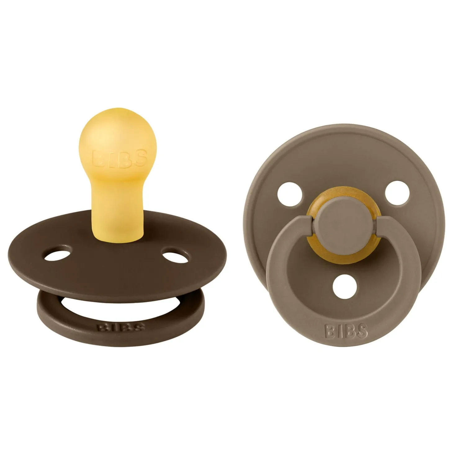 BIBS Tétines Colour 2 Pack Caoutchouc naturel Mocha/Dark Oak 0-6 mois