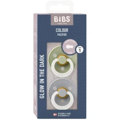 BIBS                    Tétines Colour 2 Pack Caoutchouc naturel    Iron Glow/Baby Blue Glow
