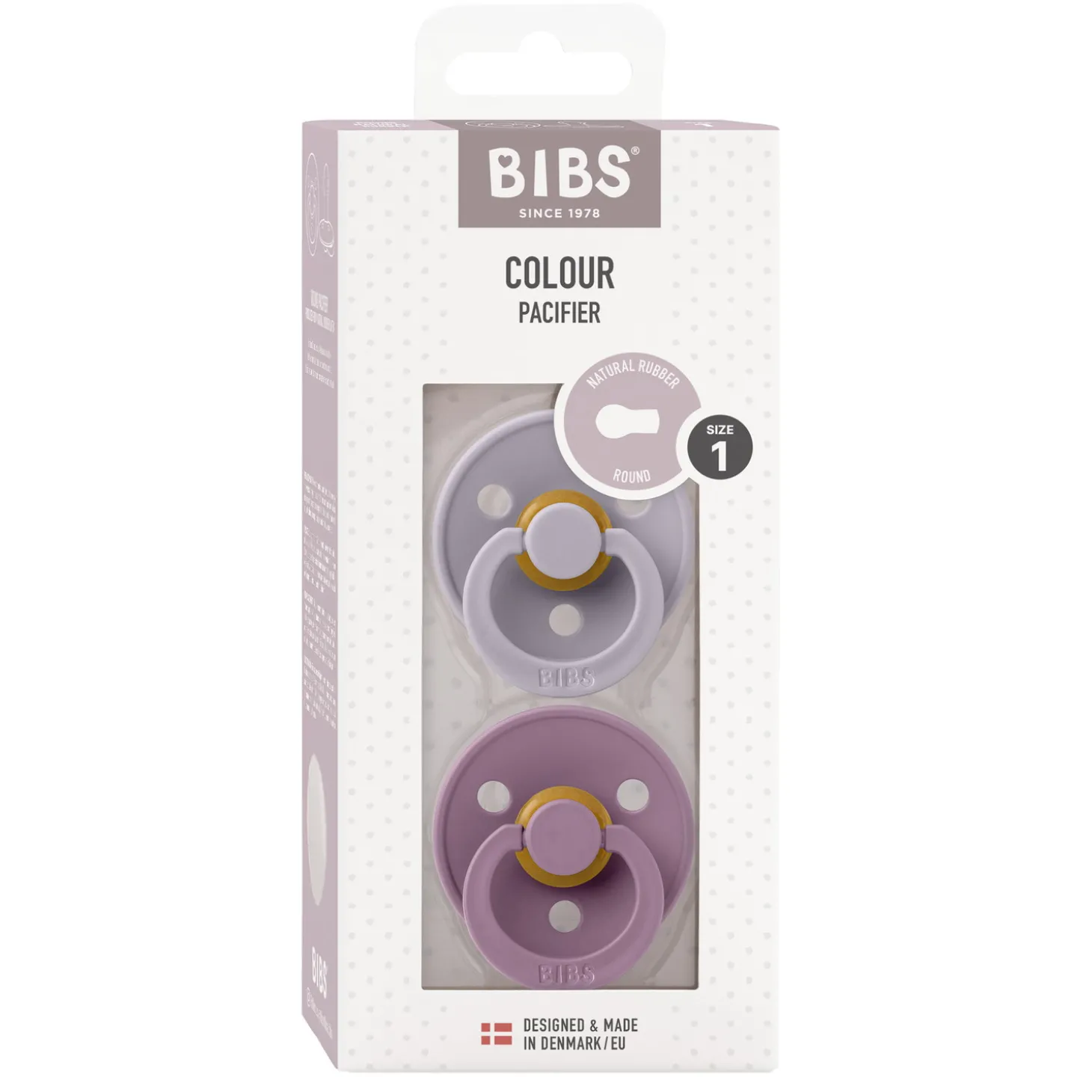 BIBS Tétines Colour 2 Pack Caoutchouc naturel Fossil Grey/Mauve 0-6 mois